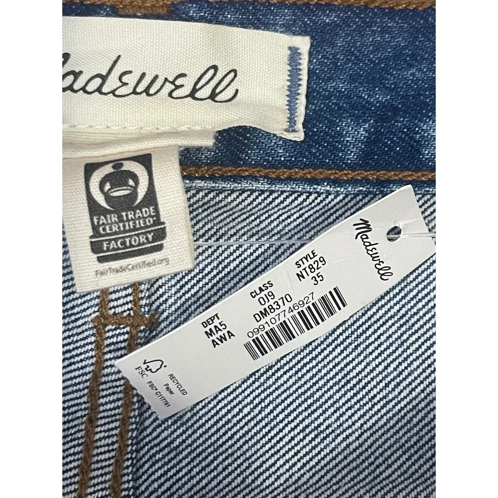 MADEWELL The Wide-Leg Jean 35x32 Medium Wash Denim NEW Casual Rigid NT829
